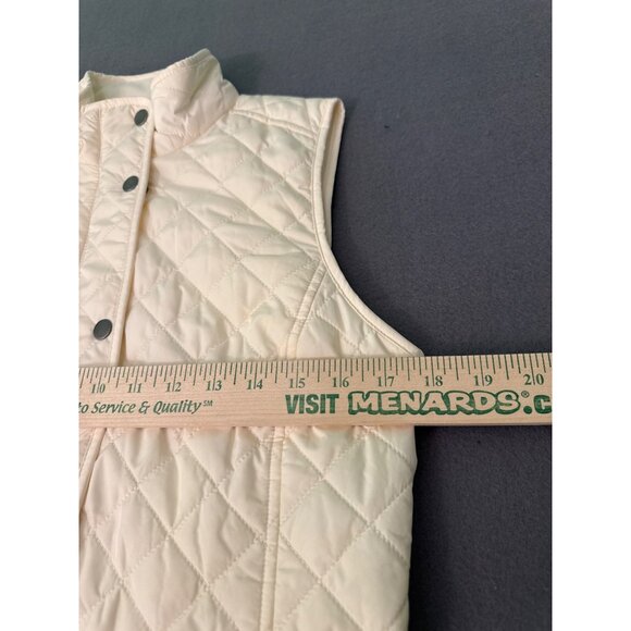 Talbots Quilted White Sleeveless Vest With Snap Buttons & Pockets  24" Length - Picture 5 of 9